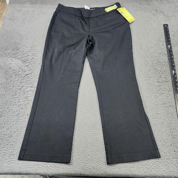 Lee Pants - Lee Pants Womens 16 Petite Black Style Up Pull On Straight Leg Twill Stretch